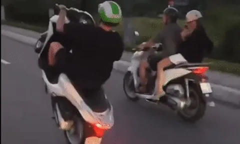 Công an xác minh clip người đàn ông nước ngoài 'bốc đầu' xe máy trên đường