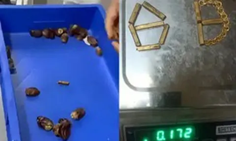 Quét tia X kiểm tra, hải quan phát hiện và thu giữ 172 gram vàng trị giá hơn 410 triệu đồng trong những quả chà là