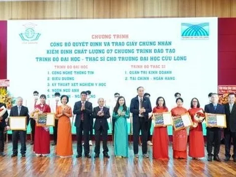 Trường Đại học Cửu Long nhận quyết định đạt chuẩn chất lượng giáo dục