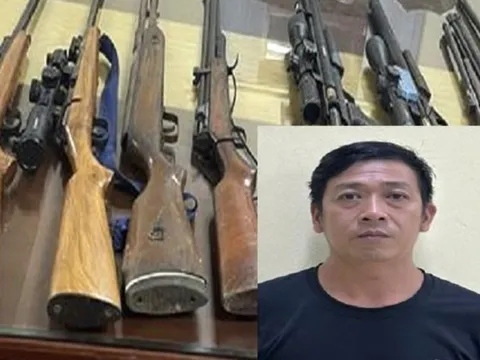 Bắt người đàn ông cất giấu gần chục khẩu súng quân dụng trong nhà