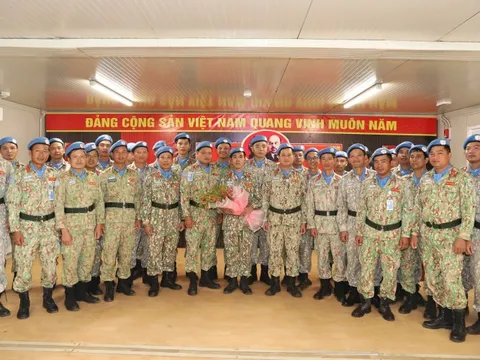 Lễ kết nạp Đảng đặc biệt của những chiến sĩ 'mũ nồi xanh' tại châu Phi