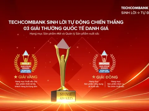 Sản phẩm Techcombank Sinh Lời Tự Động giành giải vàng Stevie Awards
