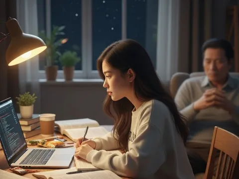 Sinh viên vừa học vừa làm, 4h sáng vẫn chưa ngủ, cả nhà mất ngủ theo