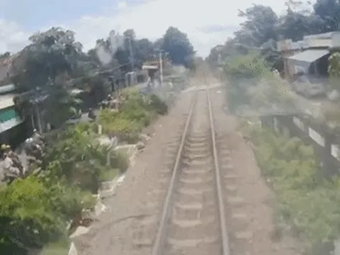 Cảnh tượng 'đứng tim' khiến lái tàu phải phanh khẩn cấp