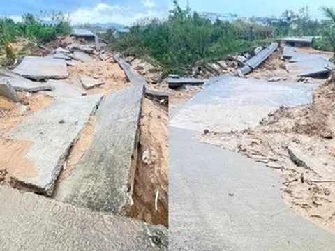 Hiện trường đê Vân Hội 1 tan hoang, vỡ nát sau mưa lũ lịch sử ở Gia Lai