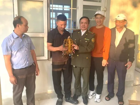 Thấy con vật bò lổm ngổm trong vườn, người dân liền gọi đường dây nóng trình báo