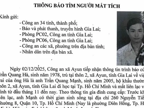 Gia Lai: Tìm kiếm nam sinh viên mất liên lạc gần 1 tháng