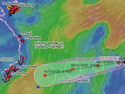 Áp thấp nhiệt đới vẫn giật cấp 8, di chuyển vào Biển Đông ngày 8/12