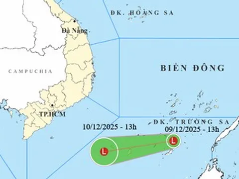 Một vùng áp thấp xuất hiện trên khu vực phía Nam Biển Đông