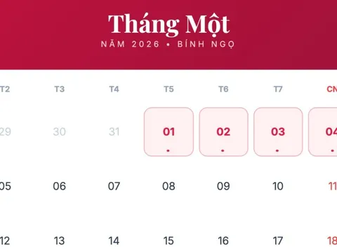 Bộ Nội vụ thông báo về lịch nghỉ Tết Dương lịch 4 ngày liên tục