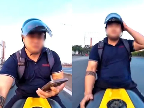 Xác minh clip nam thanh niên chạy xe mô tô buông hai tay khi lái xe trên đường Đỗ Mười