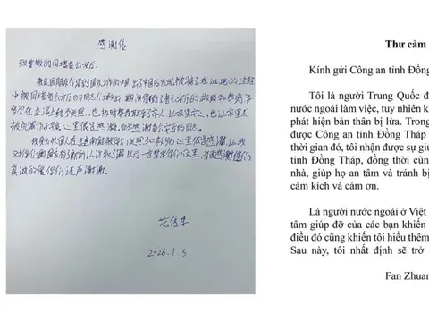 Được giải cứu an toàn, 1 công dân Trung Quốc gởi thư cảm ơn Công an tỉnh Đồng Tháp