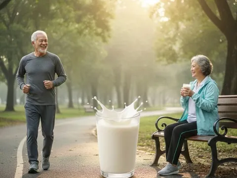 Một ly sữa bò ít béo sau tập thể dục là 'bí quyết' bảo vệ xương cho người già