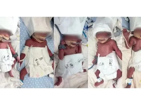 Người phụ nữ 24 tuổi sinh 5 hiếm gặp