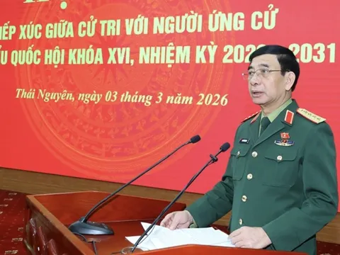 Đại tướng Phan Văn Giang tiếp xúc cử tri tại tỉnh Thái Nguyên