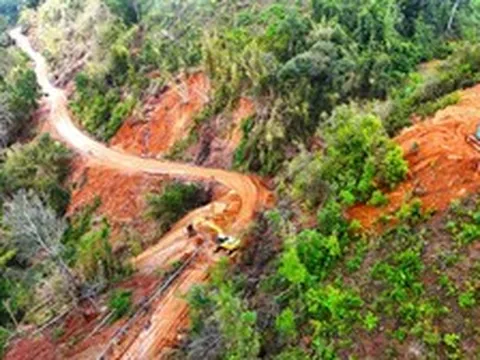 Hiện trường ngổn ngang đất đá sau sạt lở trên đèo Gia Bắc ở Lâm Đồng
