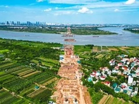 Toàn cảnh công trường cầu dây văng gần 12.000 tỷ đồng nối Hà Nội và Hưng Yên