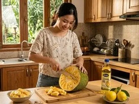 Cách bổ mít không dính nhựa vào dao