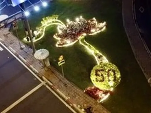Biểu tượng bông sen dưới tuyến Metro số 1 tạo điểm nhấn kỷ niệm 50 năm TP mang tên Bác