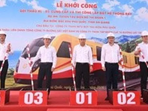 Tuyến tàu điện đô thị 9.000 tỉ đồng ở Phú Quốc triển khai lắp ray và hiệu chuẩn tuyến