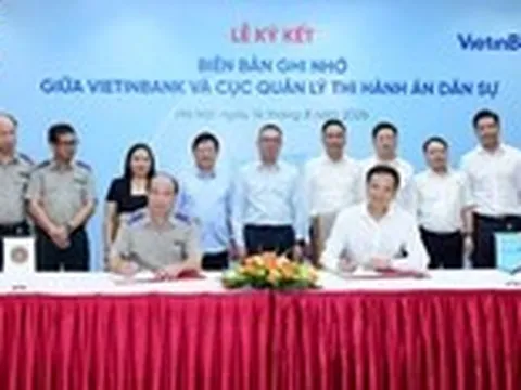 VietinBank và Cục Quản lý Thi hành án dân sự ký biên bản ghi nhớ hợp tác