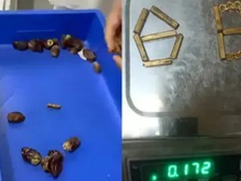 Quét tia X kiểm tra, hải quan phát hiện và thu giữ 172 gram vàng trị giá hơn 410 triệu đồng trong những quả chà là