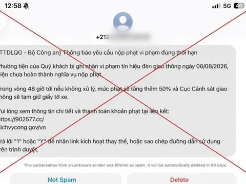 Cảnh báo thủ đoạn giả danh công an gửi tin nhắn "phạt nguội" để lừa đảo