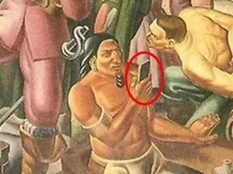 Phát hiện người đàn ông cầm iPhone trong bức tranh nổi tiếng được vẽ năm 1937